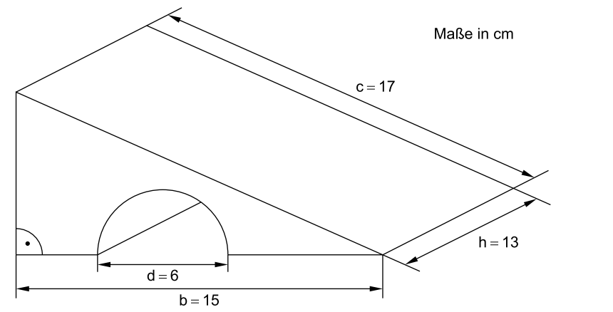Geometrische Skizze eines Körpers mit Maßen in cm und beschrifteten Seitenlängen.